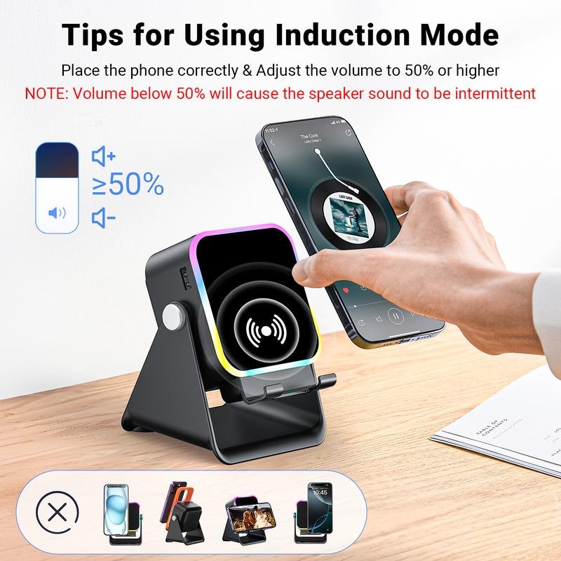 π 50% OFF 5-IN-1 WIRELESS SPEAKER STAND! π Induction Audio, Phone Holder & Ambient Light