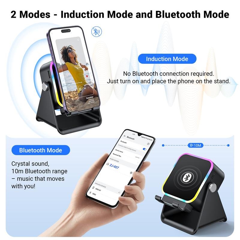 π 50% OFF 5-IN-1 WIRELESS SPEAKER STAND! π Induction Audio, Phone Holder & Ambient Light - Image 4
