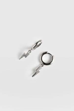 Astral Lightning Charm Drop Earrings - Silver