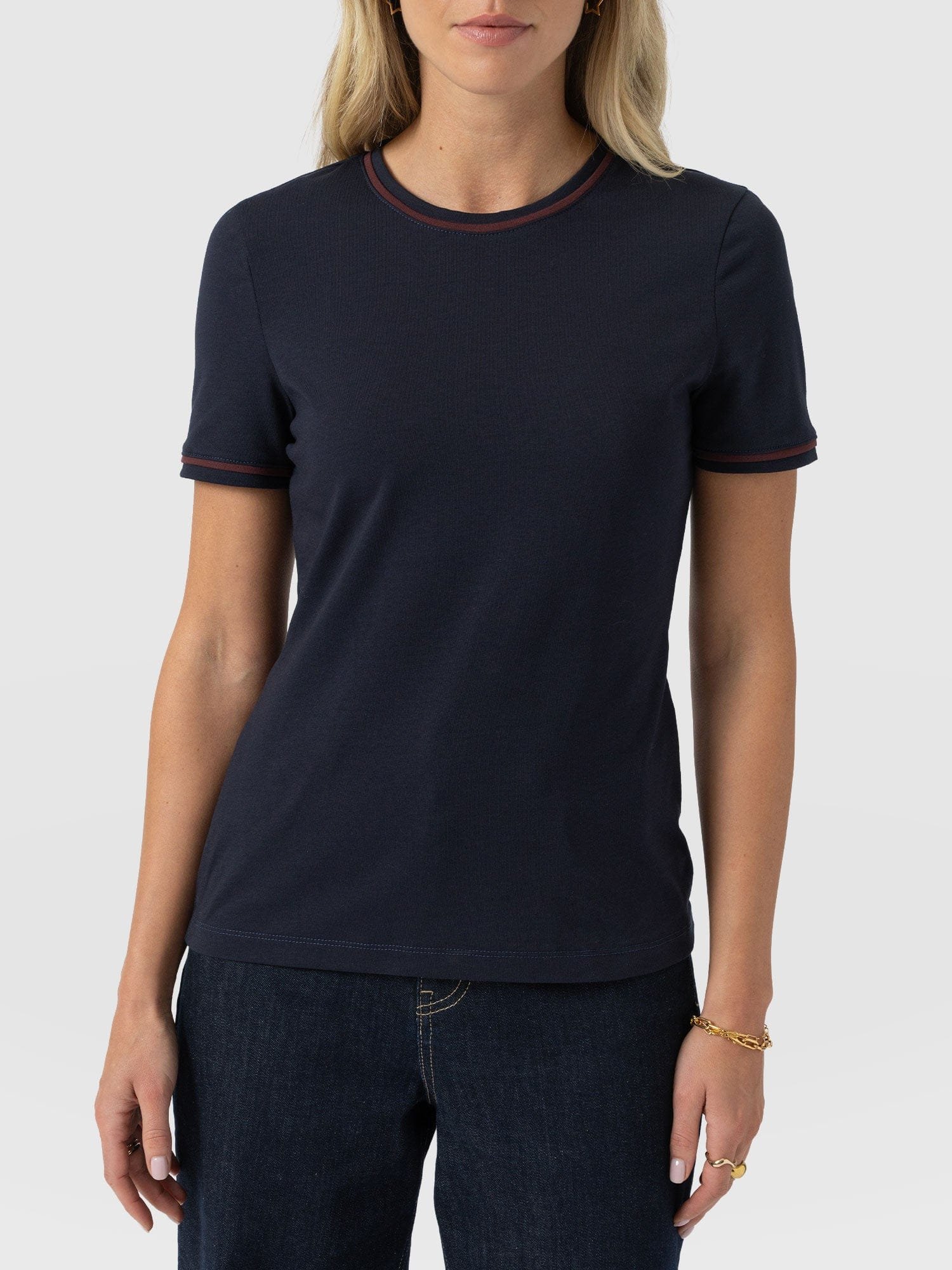 Ellen Piping Tee - Navy - Image 4