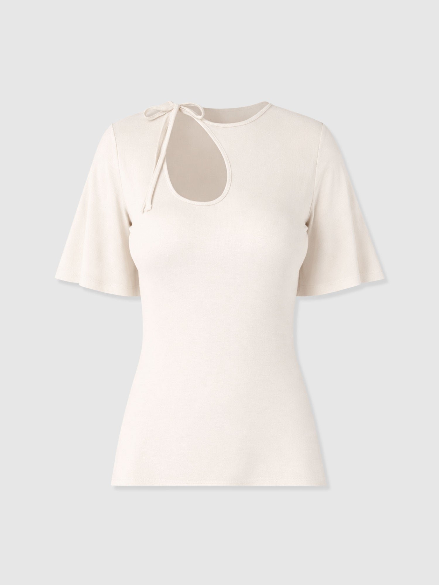 Freya Tie Tee - Cream - Image 7