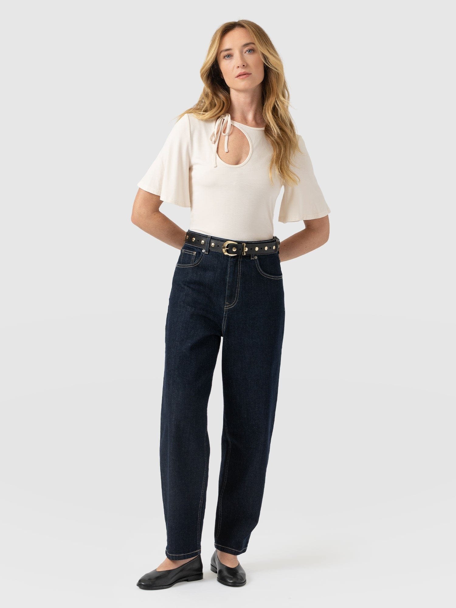 Freya Tie Tee - Cream - Image 2