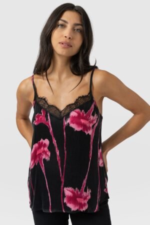 Harper Lace Cami - Pink Stem Floral