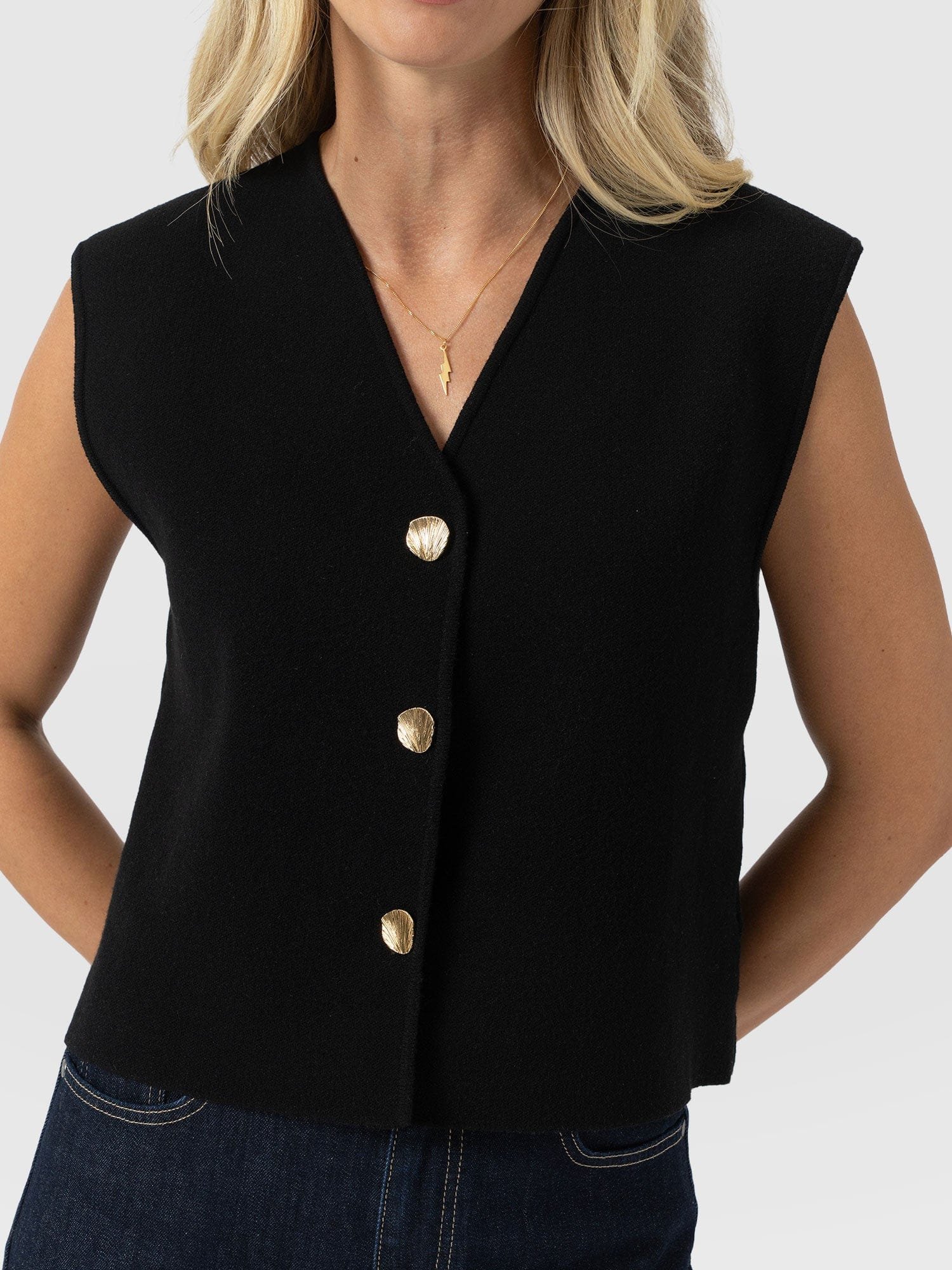 Maeva Knit Waistcoat - Black - Image 4