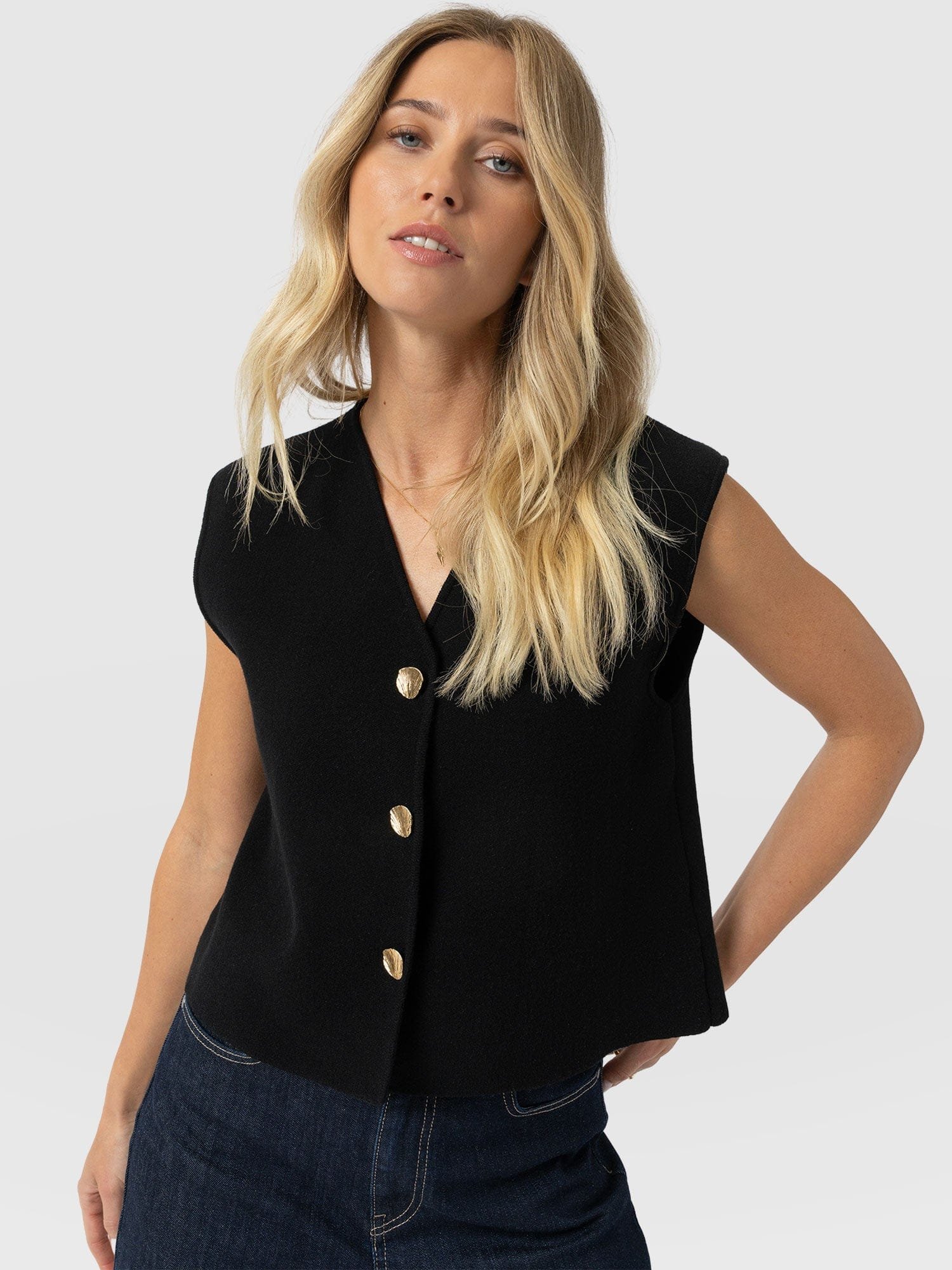 Maeva Knit Waistcoat - Black - Image 3