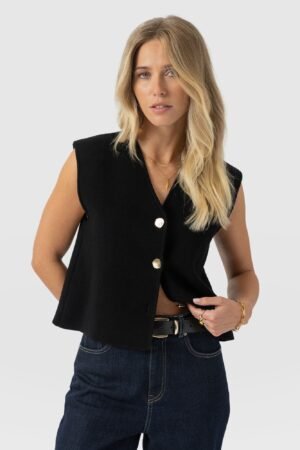 Maeva Knit Waistcoat - Black