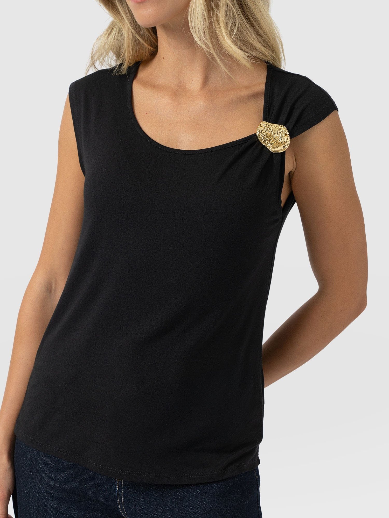 Mia Asymmetric Tee - Black - Image 5