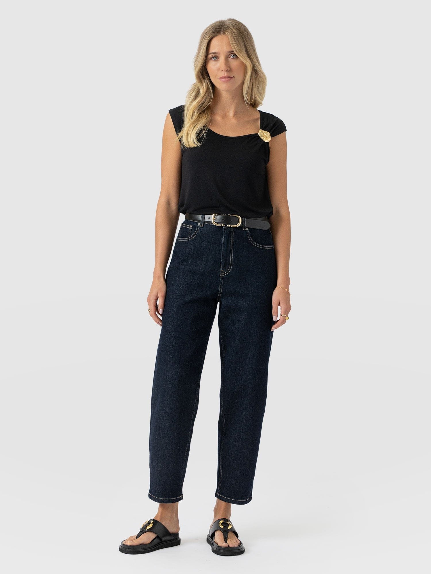 Mia Asymmetric Tee - Black - Image 2