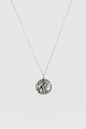 Molten Disc Charm Necklace - Silver