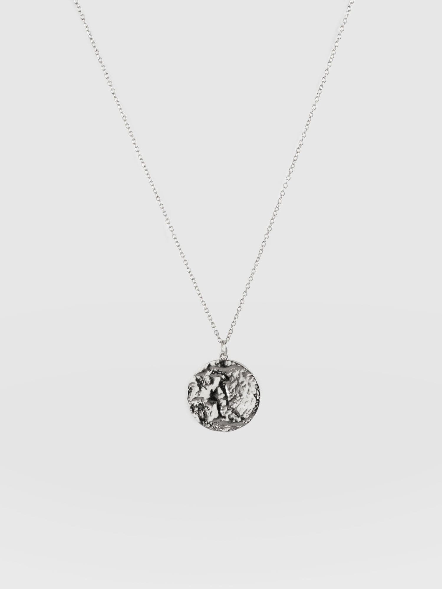 Molten Disc Charm Necklace - Silver - Image 5