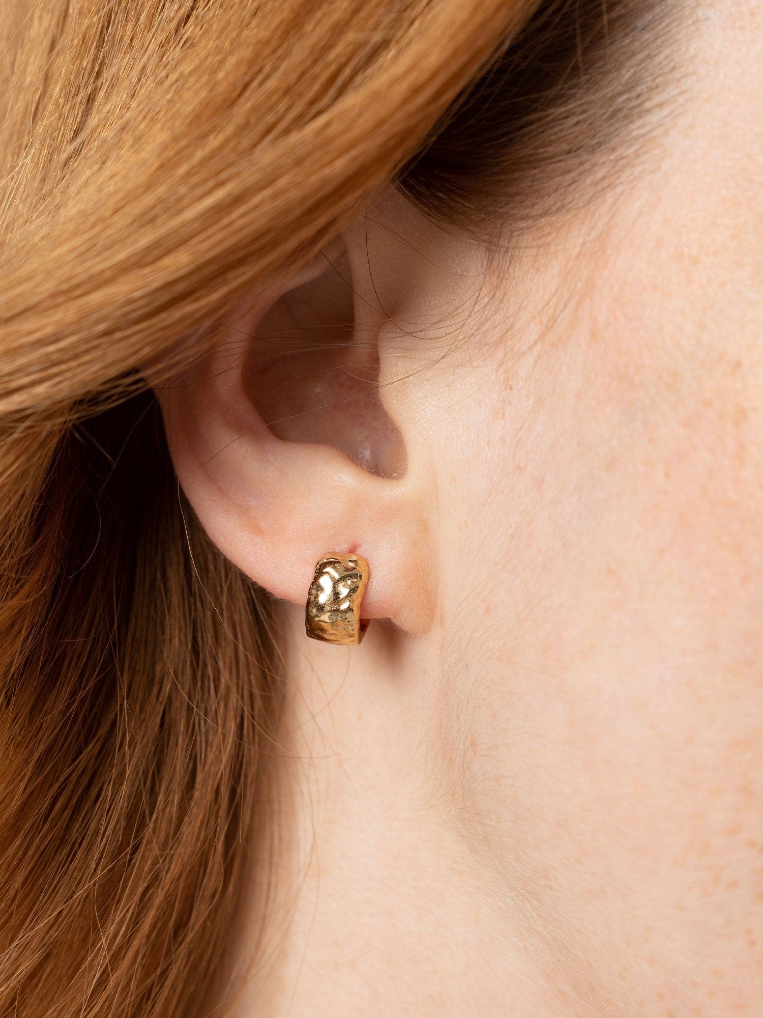 Molten Huggie Earrings - Gold - Image 4