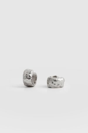Molten Huggie Earrings - Silver