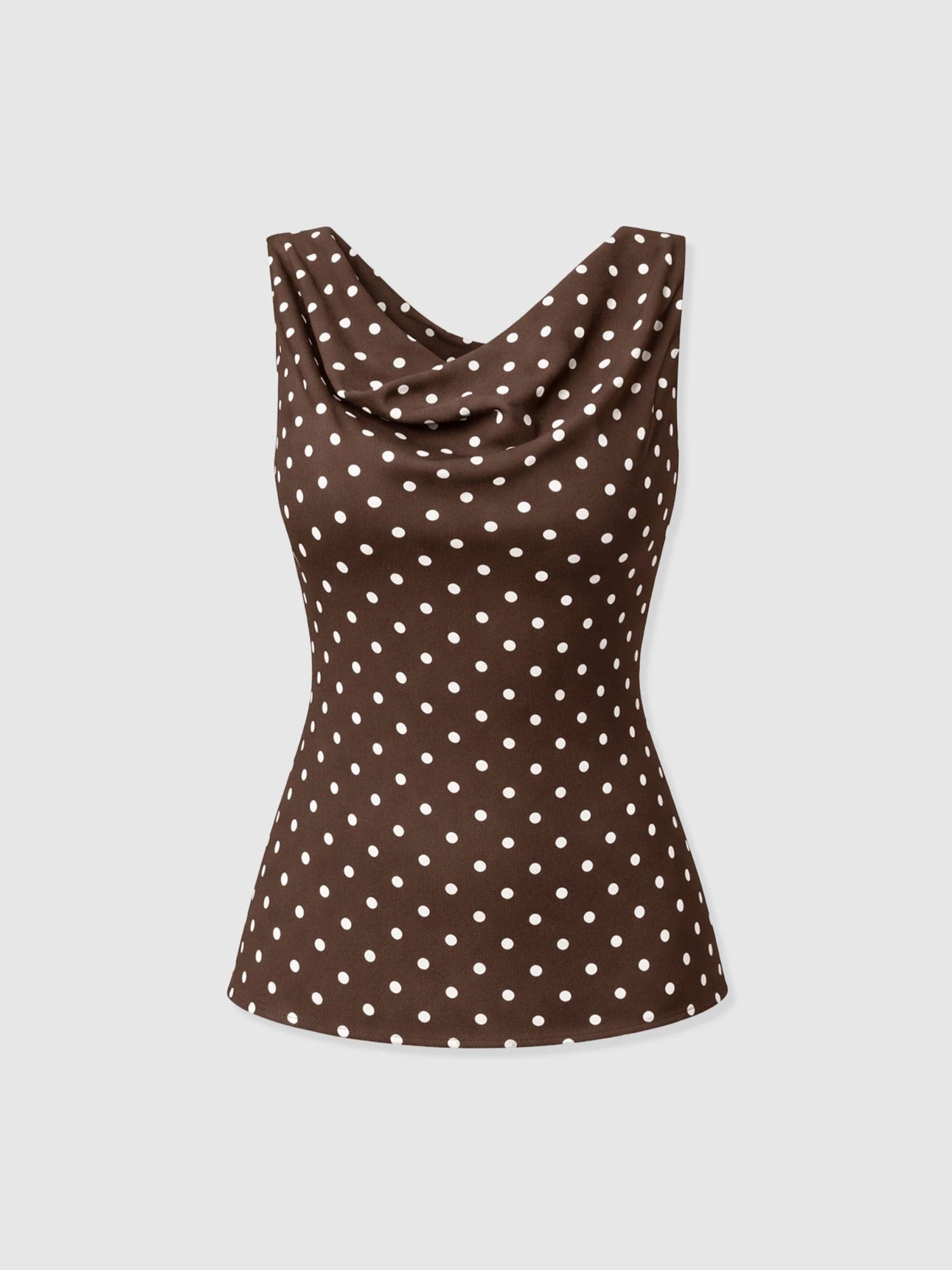 Raye Cowl Cami - Brown Polka Dot - Image 7