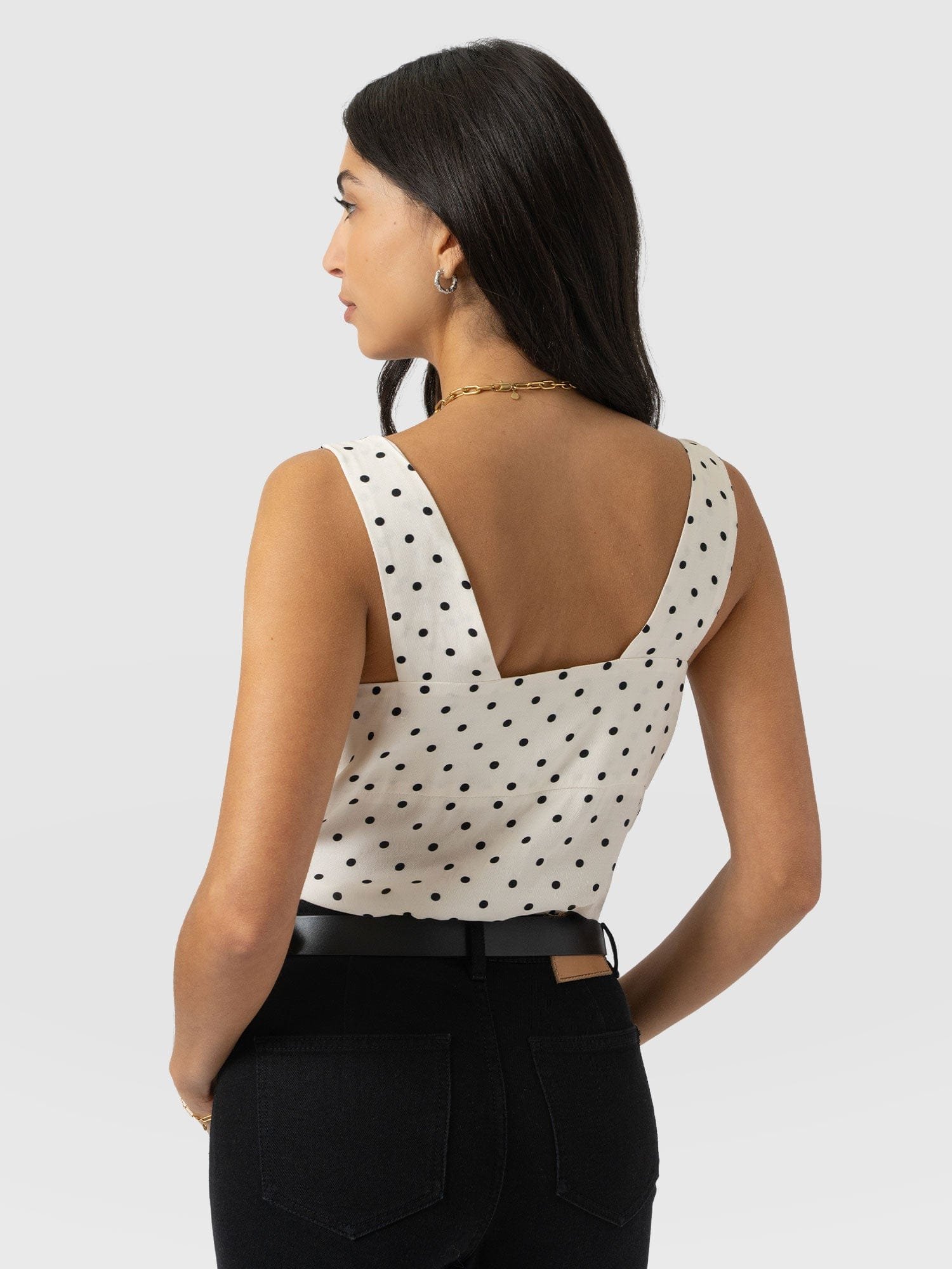 Raye Cowl Cami - Cream Polka Dot - Image 6