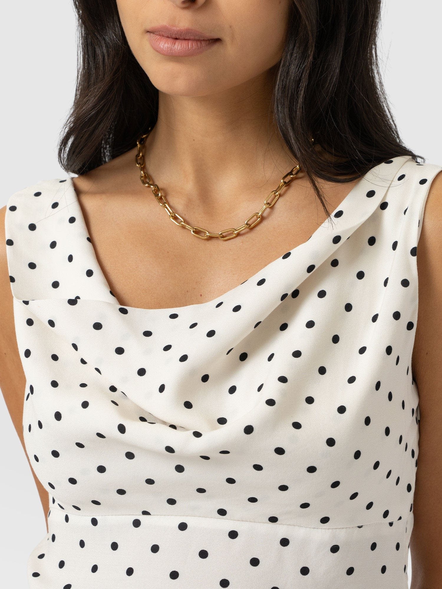Raye Cowl Cami - Cream Polka Dot - Image 5