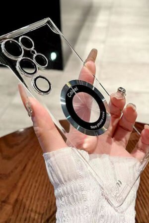 Ultra-Thin Transparent Phone Case with Magnetic Ring for Samsung