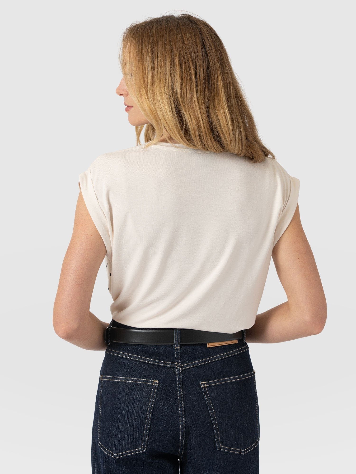 Turn Up Contrast Tee - Cream Polka Dot - Image 6