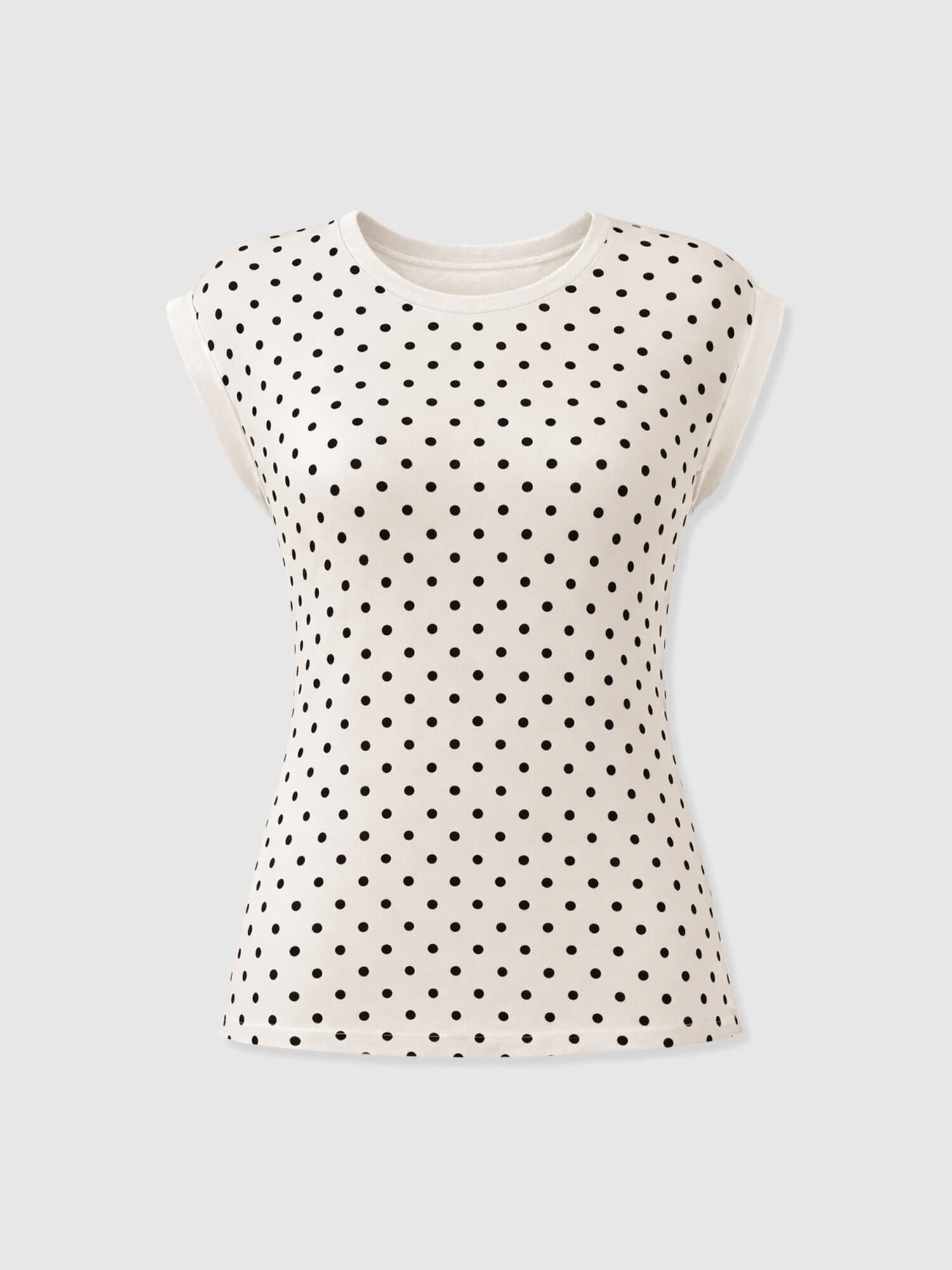 Turn Up Contrast Tee - Cream Polka Dot - Image 7